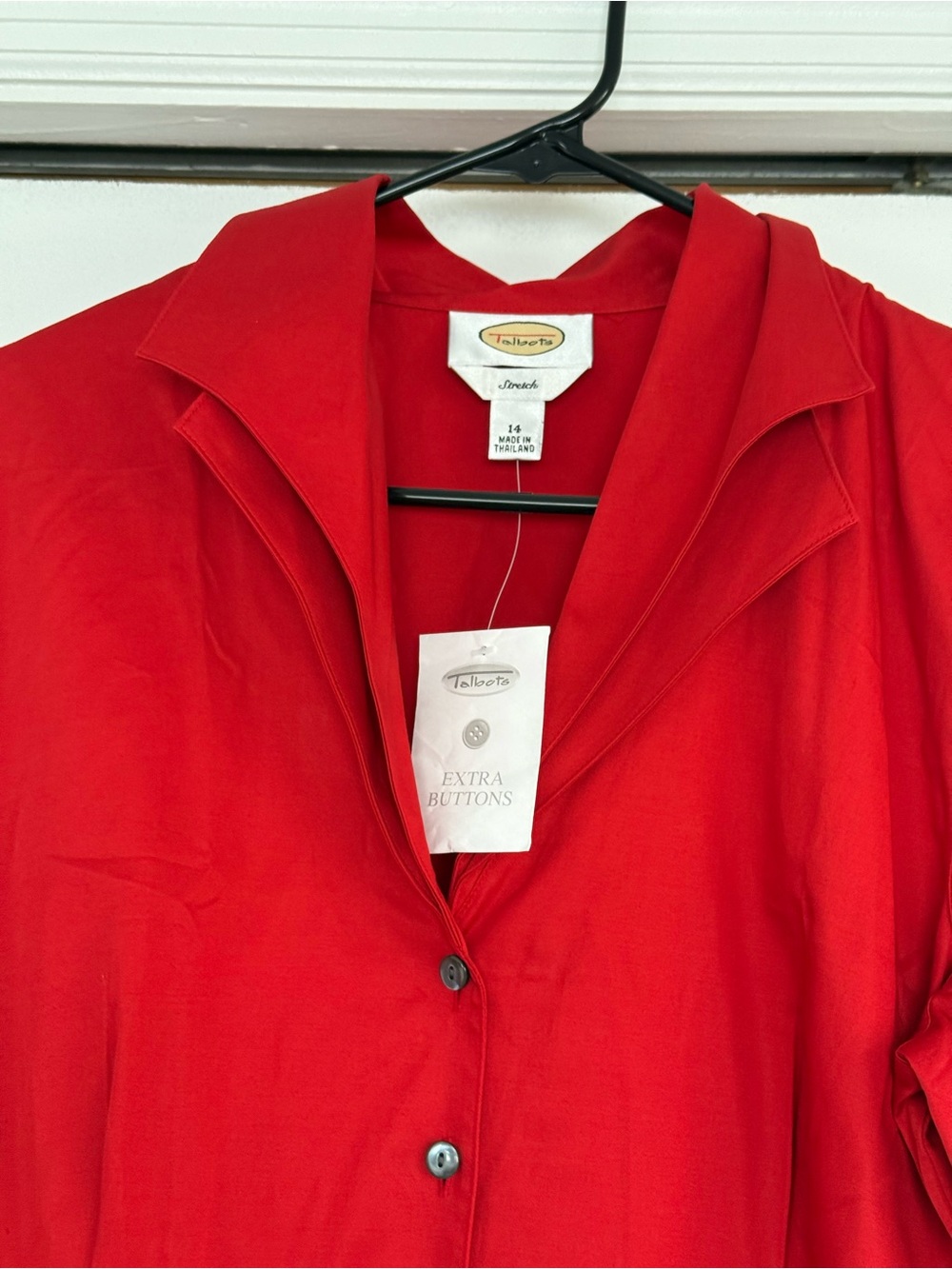 Talbots Bright Red Button-Front Collared Blouse - Picture 2 of 12